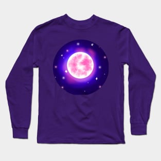 glowing pink moon Long Sleeve T-Shirt